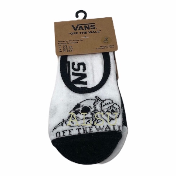 VANS No Show Socks 3 PACK Black White Unisex - Picture 2 of 4
